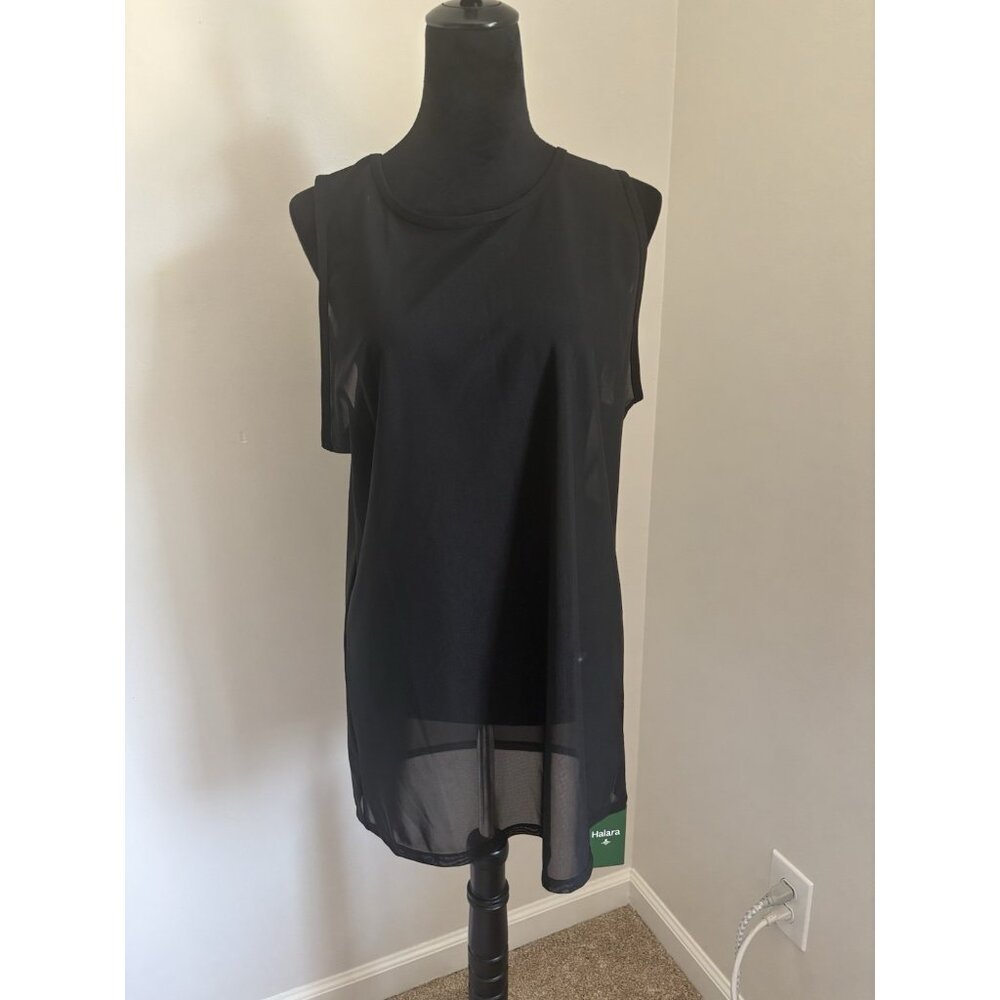 Black Halara Mesh Running Tank Top Large Sleeveless Lightweight Activewear
